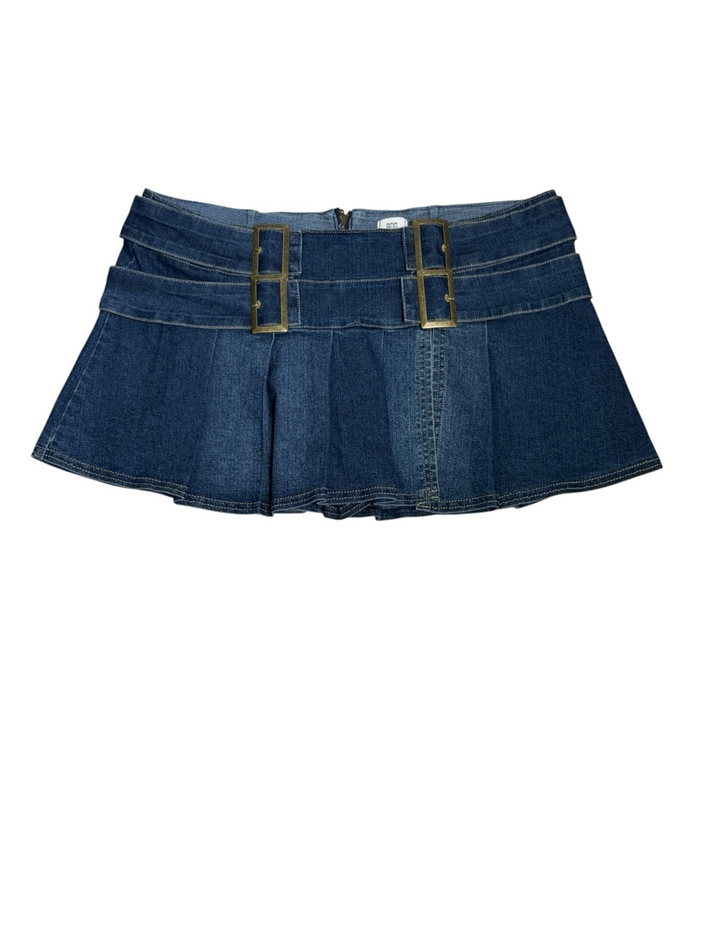 BDG Low-Waist Denim Micro Mini Skort Skirt Blue Jean Buckle Detail Size L - Picture 2 of 8